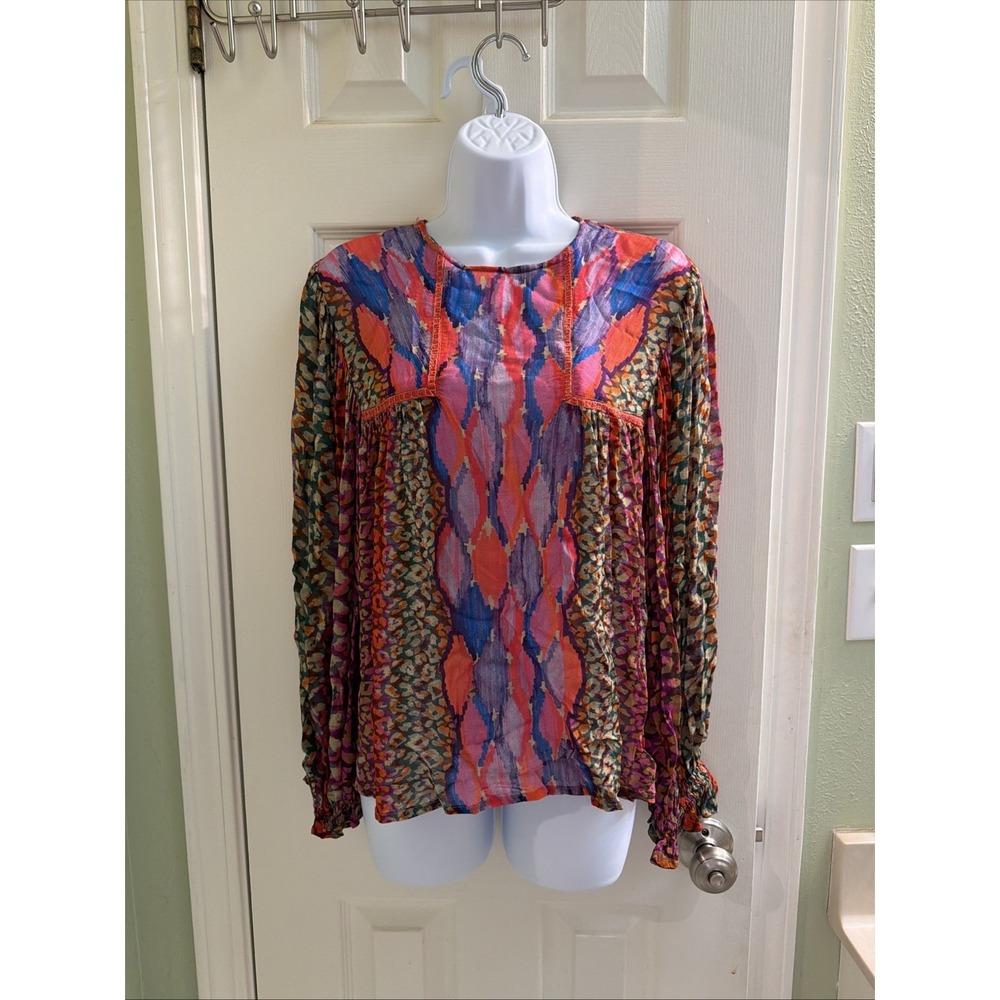 Blink London Anthropologie‎ Blouse Shirt Top Sz Sm Long Sleeve Sheer
